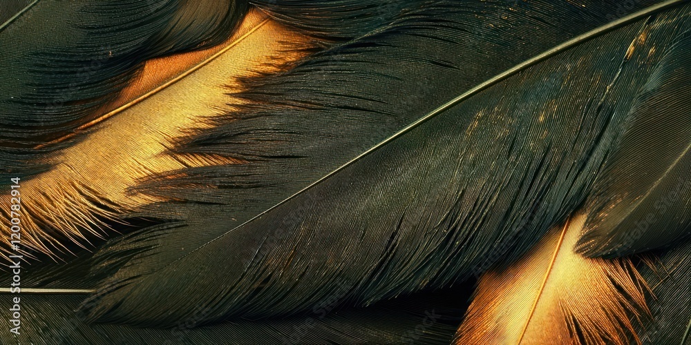 Poster feather with a gold and black pattern
