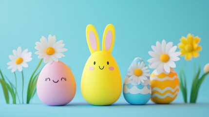 cute minimalisic happy easter banner