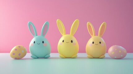 Obraz premium cute minimalisic happy easter banner