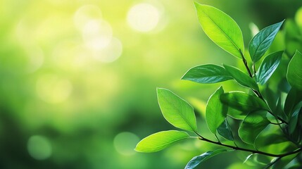 Fototapeta premium Fresh Green Leaves with Subtle Texture Against Natural Background