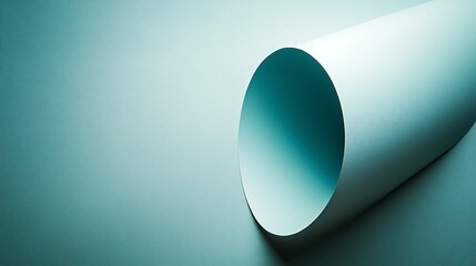 Rolled Teal Paper Creates Abstract Circular Shape