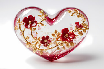 a detailed image of a heart-shaped resin object placed on a clean white background