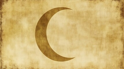Crescent Moon on Aged Parchment Background