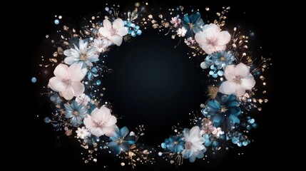 Elegant Floral Wreath Dark Background Design