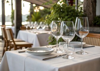 Fototapeta premium Empty glasses set in restaurant