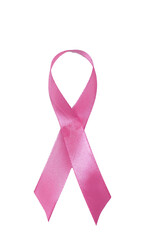 Pink ribbon isolated on transparent background. Breast cancer awareness pink ribbon, world cancer...