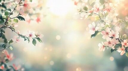 Fototapeta premium Serene Spring Morning with Gentle Blooms and Soft Blurred Background