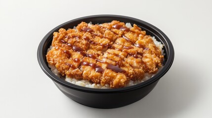 A bowl of katsu don food mockup on white background