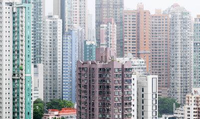 Crowded residential buildings in Hong Kong