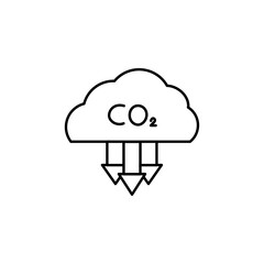 Carbon emissions reduction icon Flat isolated outline sign