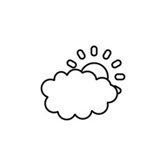 Cloudy icon set Flat isolated outline sign