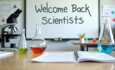 Naklejka premium back to school science classroom