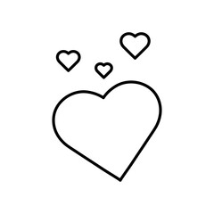 Love icon set Flat isolated outline sign