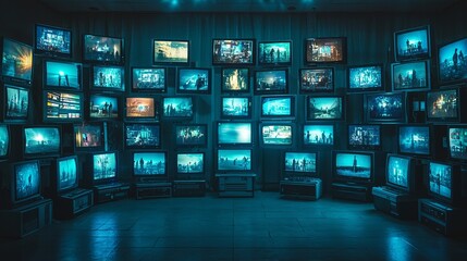 Newsroom Background for News Broadcasts, blue screens