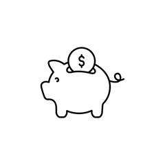 Piggy Bank icon Flat isolated outline sign