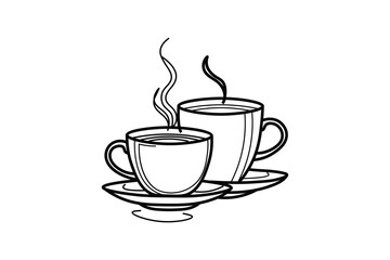 Continuous online drawing of Coffee Cup single line art outline vector 