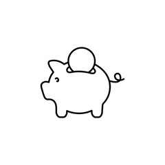 Set of Piggy bank icon Flat isolated outline sign