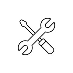 Tools icon set Flat isolated outline sign