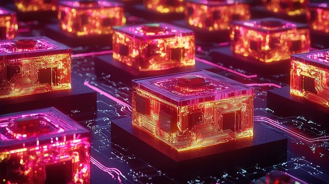 Glowing Circuit Cubes: A Digital Network