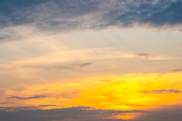 Nature morning sky, the sun rises  on the horizon, colorful sky, nature concept background.