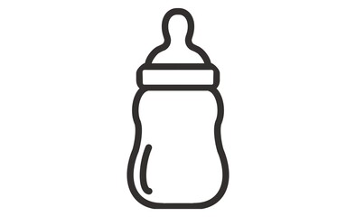 シンプルでミニマルな哺乳瓶のラインアイコン