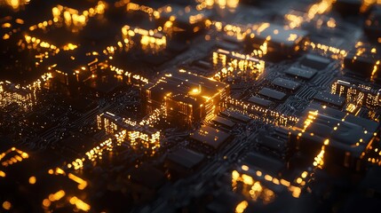 Obraz premium Glowing Circuit Board Abstract