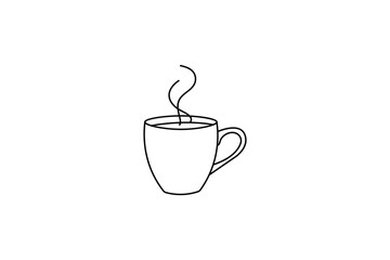 Continuous online drawing of Coffee Cup single line art outline vector 