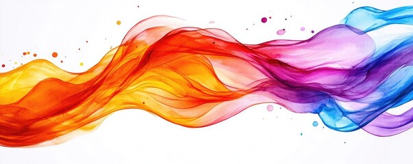 Fototapeta premium Electric watercolor idea. Colorful abstract waves creating a dynamic and vibrant visual flow.