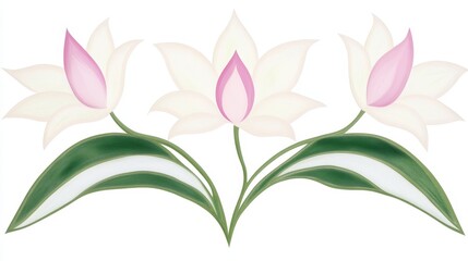 Fototapeta premium Elegant White and Pink Floral Design, Three Blossoms