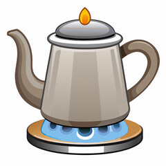Fototapeta premium Boiling water on gas stove vector illustration (2)