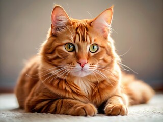 A cute, ginger tabby kitten naps peacefully, showcasing adorable red fur and captivating eyes.
