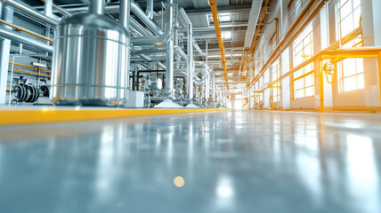 modern industrial facility with pipes and machinery, showcasing eco friendly fuel production