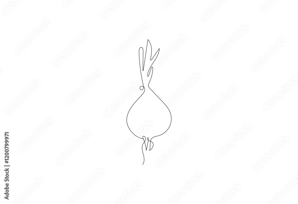 Fototapete continuous onion one line art design, vector design template