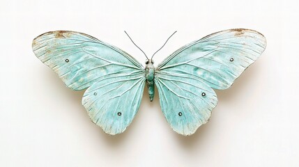 Fototapeta premium Isolated Turquoise Butterfly on Pristine White Background