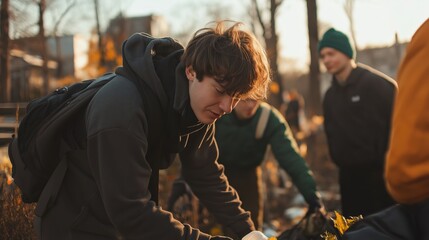 Community gardening event urban park photo daylight close-up