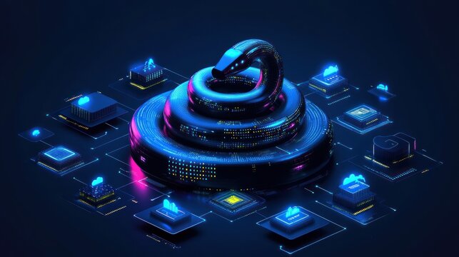 Cybersecurity: Python Serpent Coiled Around Data Servers