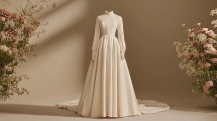 Elegant High-Neck Wedding Gown, A Timeless Bridal Design