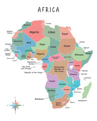 Africa Map with States, Cities, and Province Infographic - Vector File