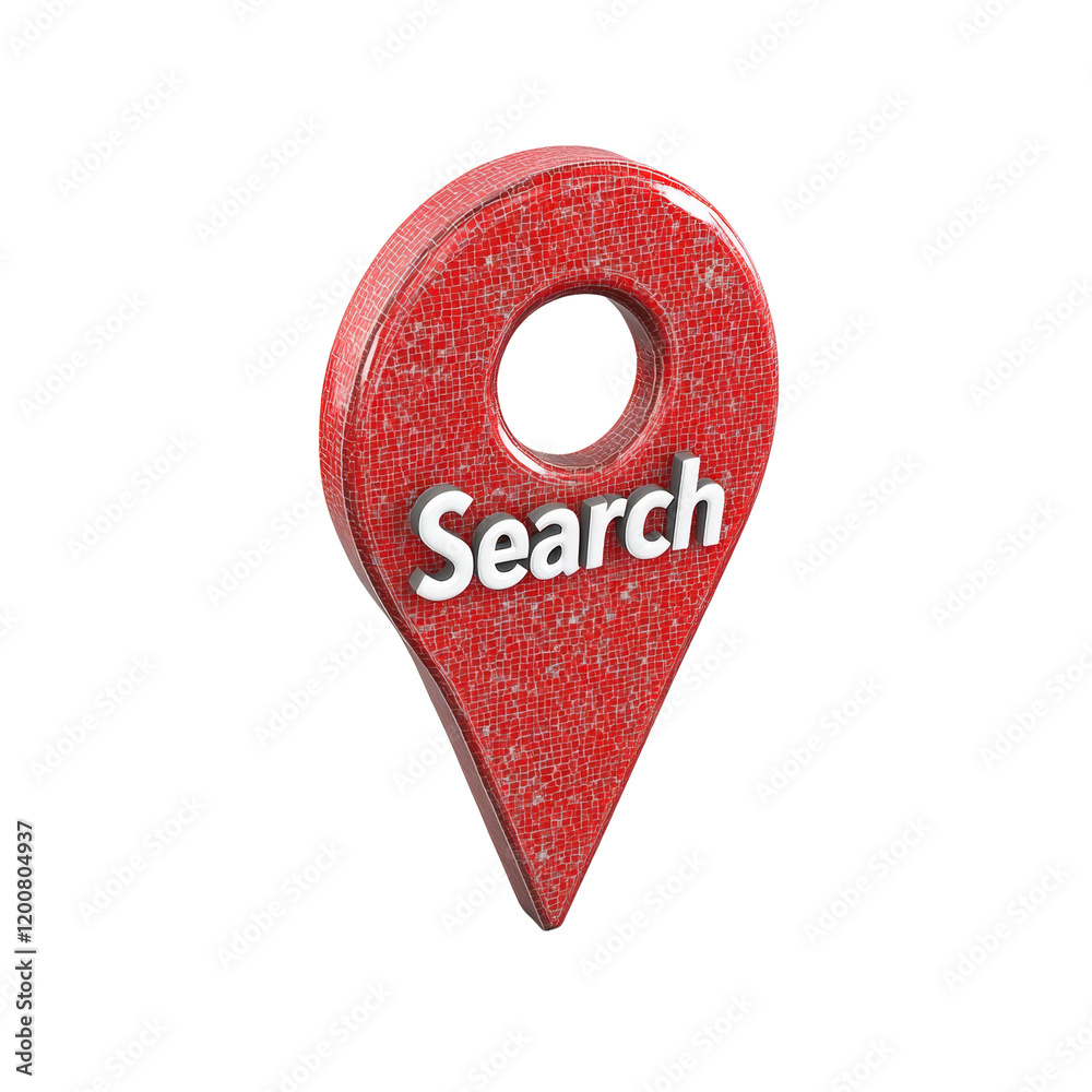 Aufkleber a three-dimensional red mosaic location marker with the word search prominently displayed.