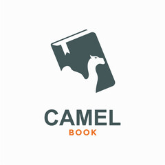 camel book simple logo in negative space