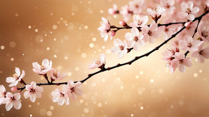 Abstract Florals with Cherry Blossoms and Beige Tones