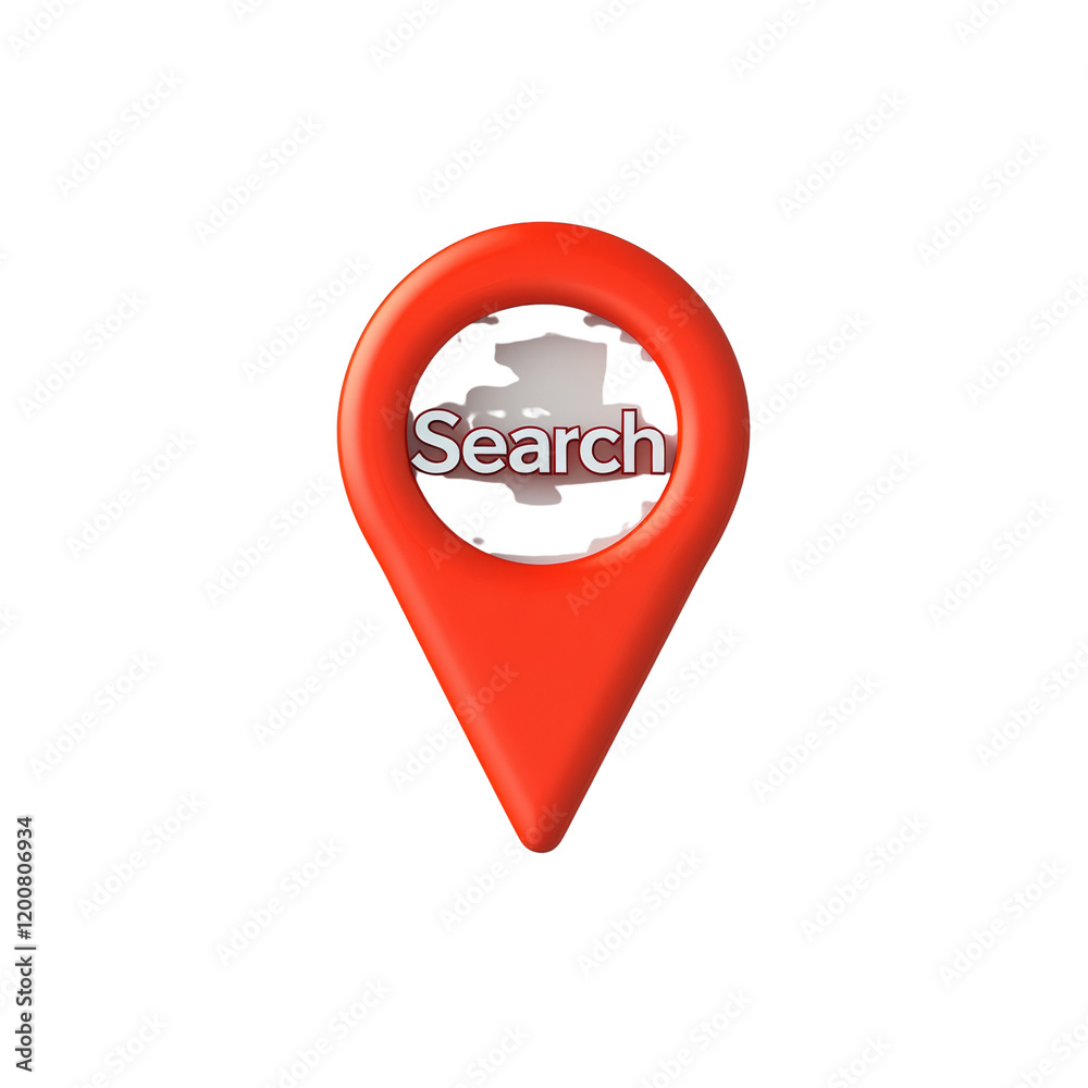 Aufkleber A three dimensional red map pointer with the word search displayed centrally.