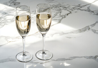 Champagne Flutes on Marble