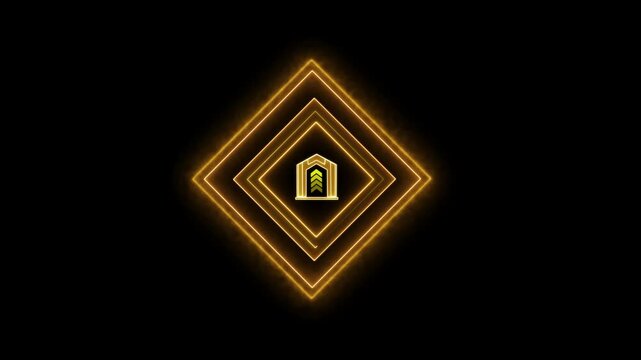 4k SHAPE LAYER ACCENTS Firework in Alpha Channel Video. glowing neon frame animation. Down to up arrow direction animation. colorful arrow icon concept on black background.