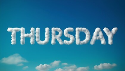 Fototapeta premium Thursday in Fluffy Cloud Letters - Realistic 3D Art
