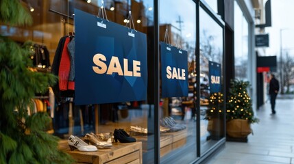 A window display with a sign that says "SALE" on it