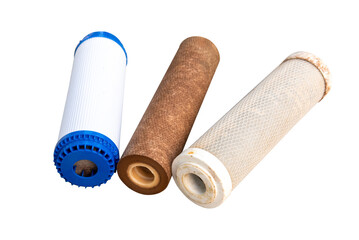 used dirty filter cartridge set