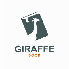 giraffe book simple logo in negative space