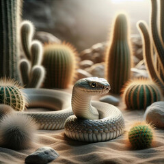 snake and cactuses -Generative AI