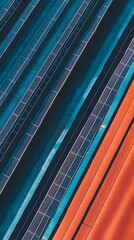 Obraz premium A blue and orange striped roof with solar panels